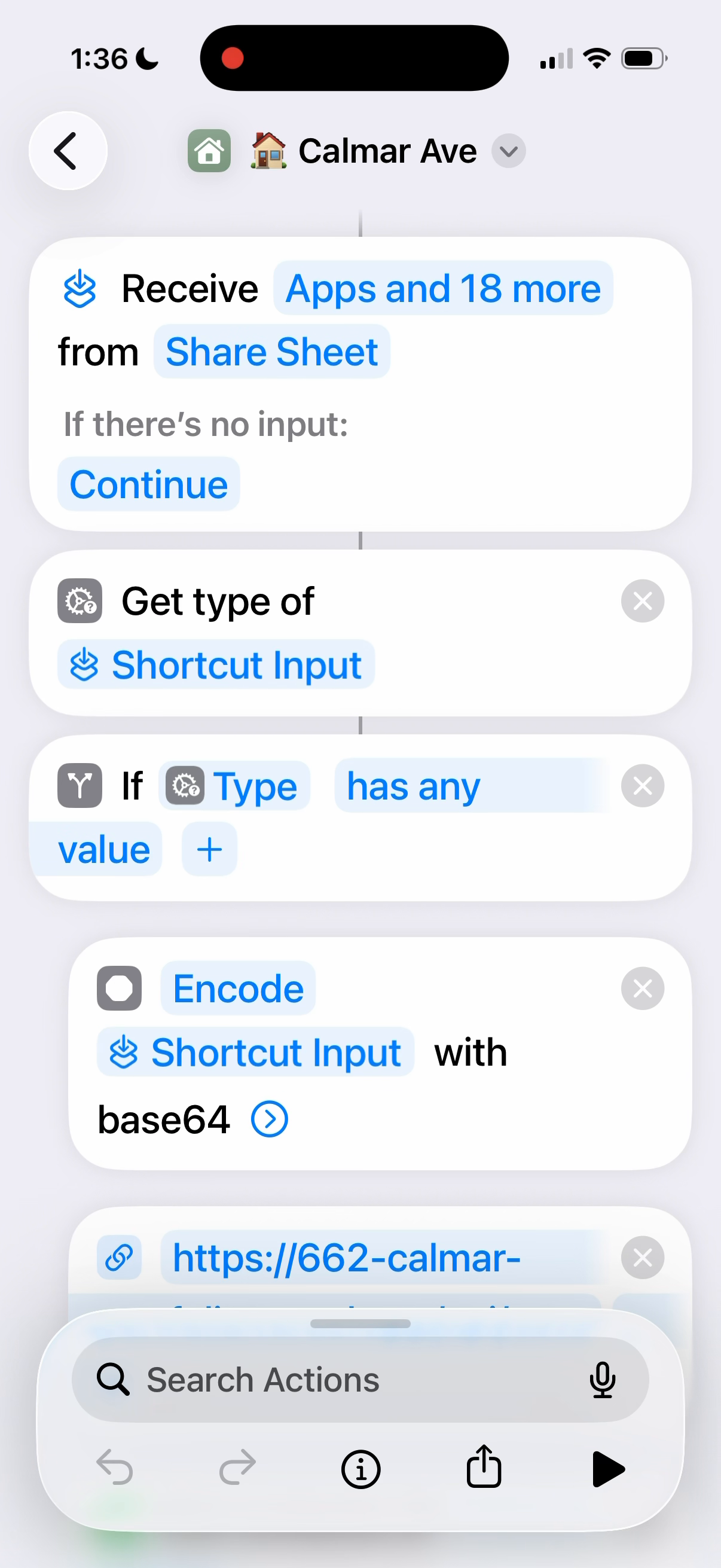 The iOS Shortcut that powers the share-sheet pipeline