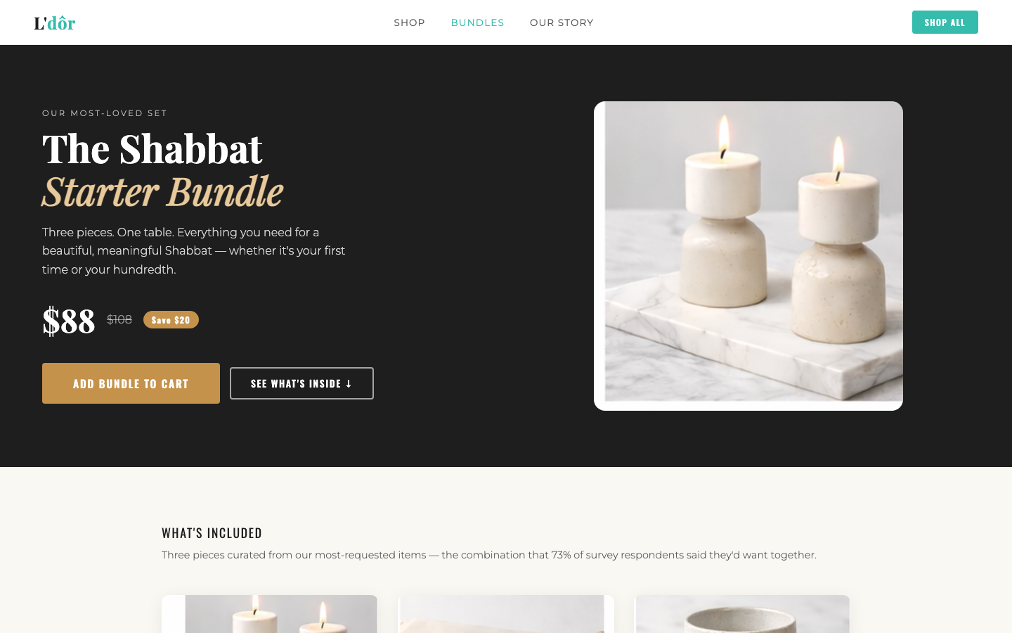 Starter Bundle: $88 gift-mode entry with three of the most-requested pieces