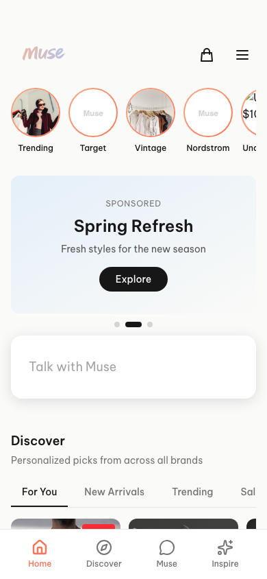 Home feed: follow brands like you follow people